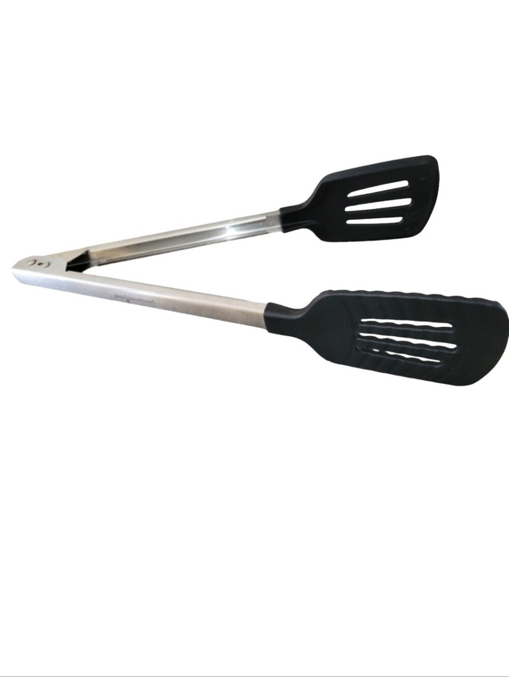 Pampered Chef Spatula Tongs 14" Stainless Steel  Silicone Grip & Flip Tool EUC